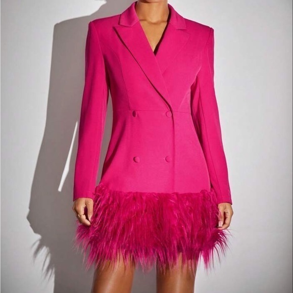 Hot Pink Womens
Double Breasted Fuzzy Hem
Blazer Dress different size available - Picture 1 of 5